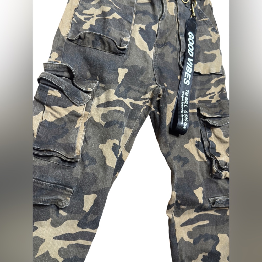 Stretchy comfy Fashion Camo Cargo Pants cotton spandex gorpcore utility baggy - Picture 2 of 7
